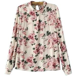 Forever 21 Floral Blouse - Pink and Cream